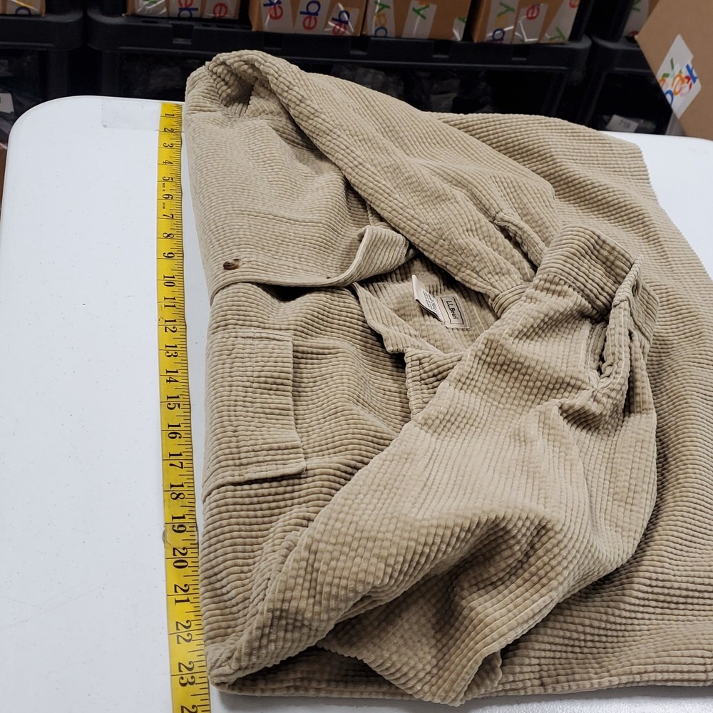 LL Bean Womens Button‎ Up Corduroy Wide Wale Shirt Size L Light Brown Pocket - Picture 5 of 8